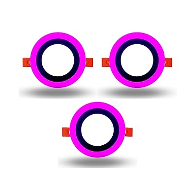DMT 9 Watt (6+3) Round Double Colour LED Conceal Panel Side 3D Effect Light (White & Pink,Pack of 3)