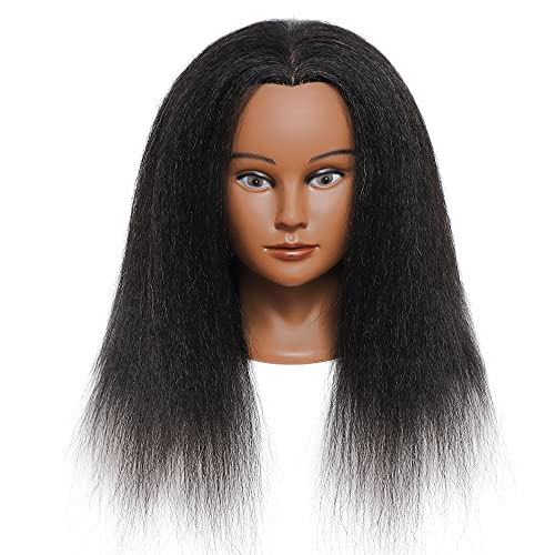 Mannequin Head Doll Head for Hair Styling 100% Real Hair Mannequin Head for Hair Styling Training Head Manikin Cosmetology Doll Head Training Head Hair Mannequin Head for Girls