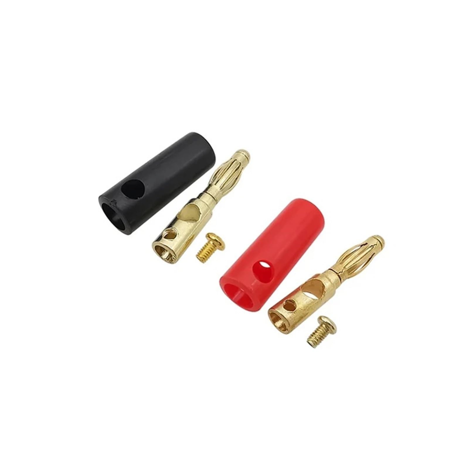 Lot de 10 fiches banane à vis plaquées or de 4 mm pour haut-parleur Rouge et noir