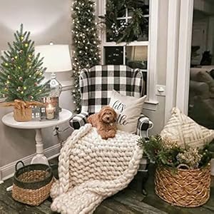 2 Ft prelit Tabletop Mini Christmas Tree with 50 LEDSmall Frosted Lighted Artificial Pine Tree with Burlap BasePinecone Decoration2 FT Miniature Farmhouse Xmas Tree Decor for Farmhouse Door