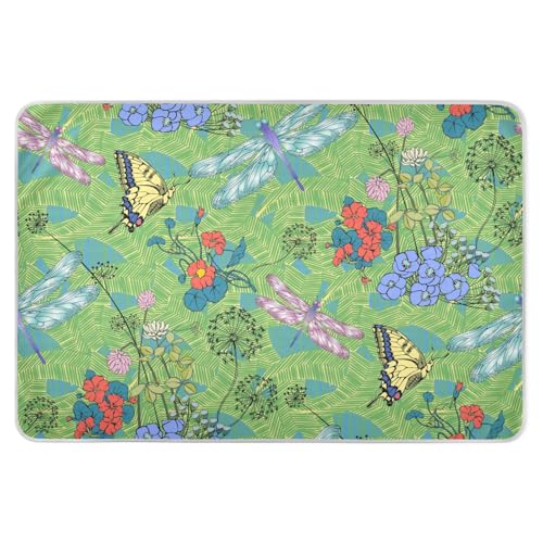 susiyo Spring Green Dragonfly Bed Pads for Incontinence Mattress Protector Anti-Slip Waterproof Pads (56