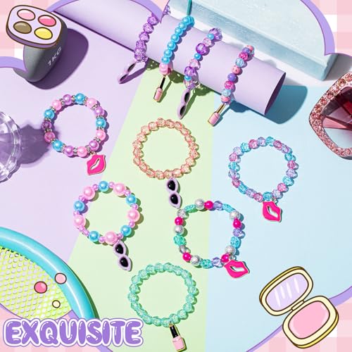 Sasylvia 12 Pcs Spa Bracelets Bulk Christmas Gift Goodie Bags Spa Party Favors Jewelry Charm for Makeup Party Supplies Girls Women Birthday Gifts4