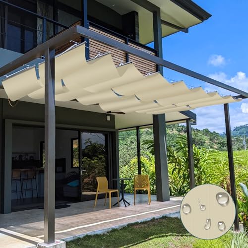 TANG 3' x 16' Waterproof Pergola Canopy Retractable Pergolas Shade Cover for Outdoor Patio,...
