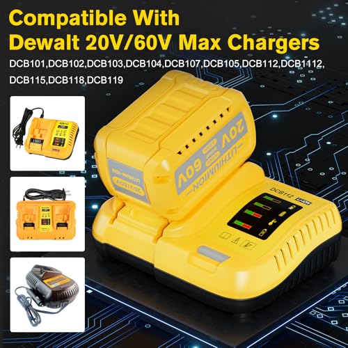 Image of 9.0Ah Replacement for Dewalt 20V 60V Flexvolt Max Battery 1Pack Compatible with DCB609 DCB606 DCB612 DCB200 DCB201 DCB203 DCB204 DCB206 DCB207 DCB209 Cordless Power Tools