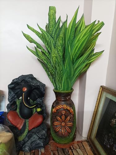 Image of Plastic Artificial Plant with 28 Long Leaves Green Bunch| Home & Decor | 60 Cm Long
