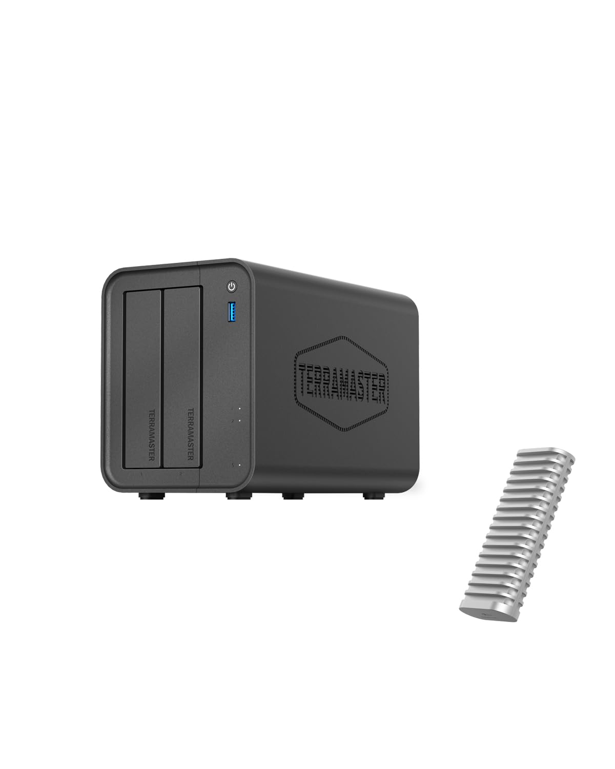TERRAMASTER F2-425 2-Bay NAS-Speicher mit 10Gbps NVMe Gehäuse, 4 GB RAM, 2,5 GbE LAN, Multimedia-Server für Privatanwender zur Netzwerkspeicherung (ohne Festplatte)