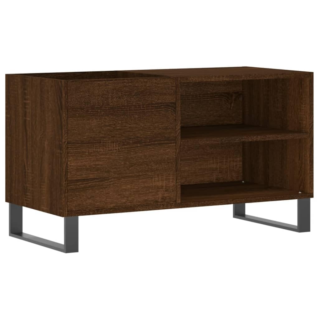 Hothingwell Szafka na płyty Dąb Brązowy 85x38x48 cm Drewno Inżynieryjne | Stojak na płyty winylowe LP, wytrzymały blat na gramofon, żelazne nogi w stylu industrialnym