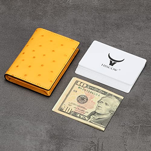 Image of HISCOW Full Grain Leather Business Card Holder Case | Minimalist EDC wallet, gusset holds 25 cards, ID window, fits folded bills, bifold profile, premium gifts for men & women