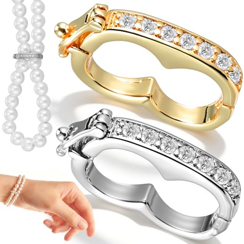 ARTIBETTER 2Pcs Necklace Shortener Clasps Pearl Lock Chain Jewelry Clasps Connectors for Necklaces and Bracelets Jewelry Making Supplies
