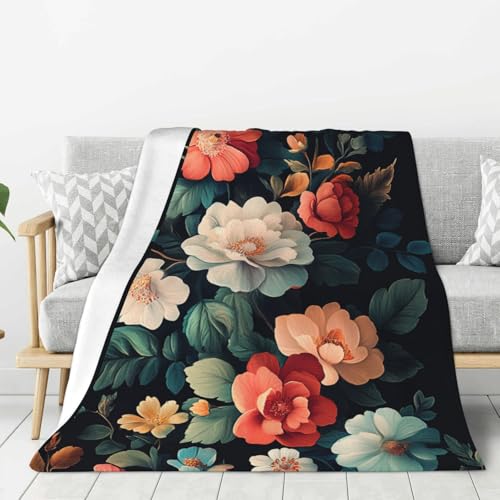 CDSASHCA spring awakening flannel blanket,fresh flowers blooming through grass,extra fluffy