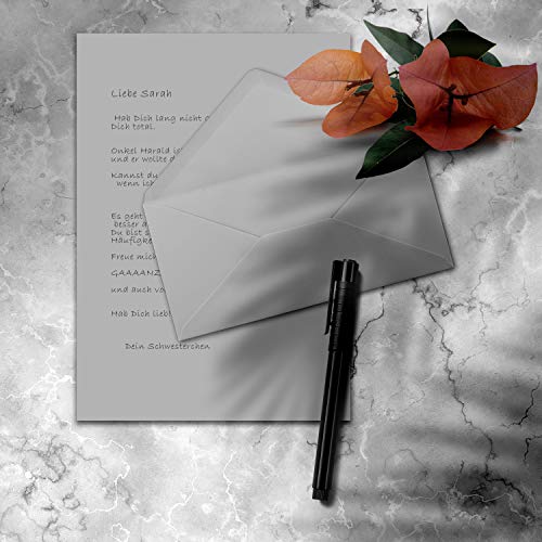 FarbenFroh by Gustav Neuser 25 x A4 Writing Paper Sets with DIN Long Envelopes, Wet Seal, Light Grey - Image 2