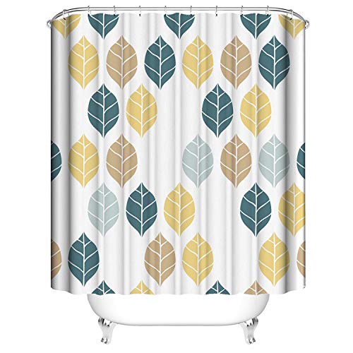 Cortina Ducha, Fuloon Cortina Ducha Antimoho, Tela Impermeable Lavable Poliéster Tela Cortinas de Baño, 183 x 183 cm, Amarillo