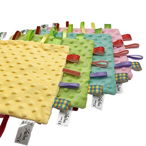 Baby Security Deken Pasgeboren Dubbelzijdige Zachte Dot Dimple Comfort Taggy Deken Kleurrijke Tags Deken Kalmerende Baby… - Image 7