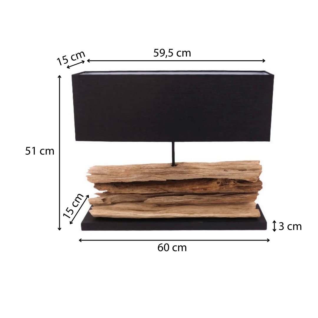 AquaOne Lámpara natural I Lámpara de pie Lámpara de mesa de madera natural rústica I Muebles de madera decorativa Lámpara de pie I Hecho a mano con raíz única I Pantalla en negro (París)