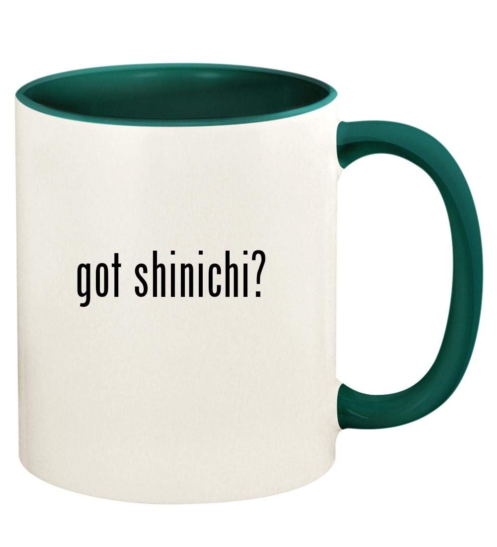 got shinichi? - 11oz Ceramic Colored Handle and Inside Coffee Mug Cup, Green