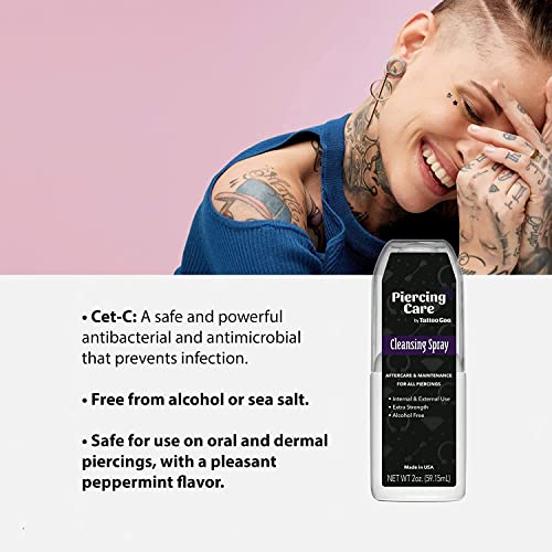 Tattoo Goo Piercing Care Kit, 3-Piece Set with Cleansing Soap, Cleansing Spray & Medicated Swabs, Aftercare for Clean and Comfortable Dermal & Oral Piercings, No Alcohol - Thumbnail 3