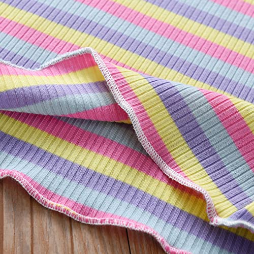 Baby Toddlers Long Sleeve Shirts Little Kid Cotton Rainbow Striped Crew Neck Blouse Top Girls Undershirts Fall2