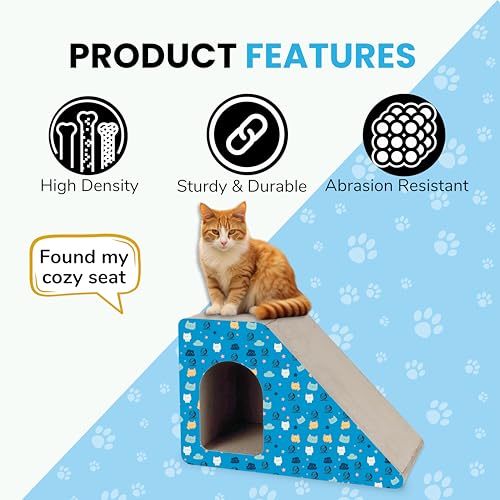 Image of Foodie Puppies Cat Scratcher Pad with a Catnip and 18 Screws for Cats & Kittens - (Inclined Play House) | Durable Corrugated Scratching House, Easy to Assemble | Furniture Protection, Play & Relax