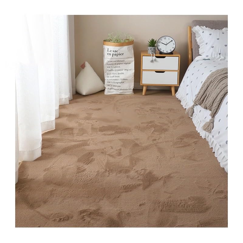 Image of Rabbit Fur Area Rug 6x8 Ft | Super Soft Plush Carpet with Anti-Slip Backing | Washable Luxury Rug for Bedroom, Living Room & Home Decor