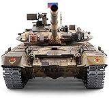 Mopoq RC T90 Tank 2.4Ghz Remote Control 1/16 Scale Model Toy Metal Track Controlled Tank RC Remote Tank Child Tank Oversized Russian Simulated Sound Action for Children Adults & Kids Gifts