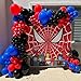 CboDeco Spider Balloon Garland Arch Kit, 146PCS Red and Blue Balloons with Exploding Star Foil Balloons, Spider Theme Birthday Decorations for Boys, Party Decorations