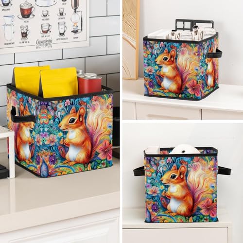 Boîte de rangement écureuil pliable et robuste avec double poignée pour optimiser vos placards - 8