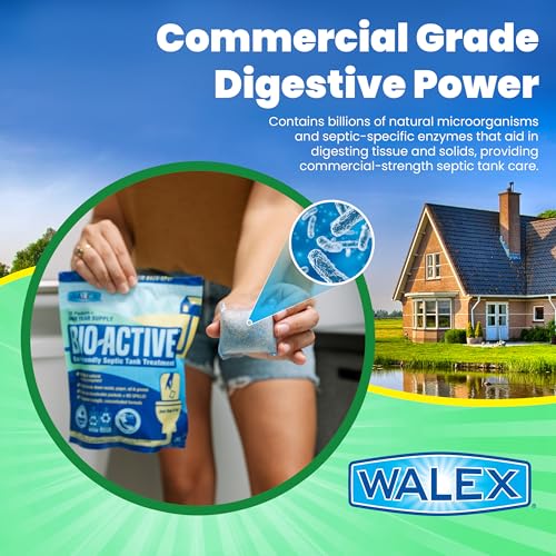 Image of Walex Bio-Active Home Septic Tank Treatment-Strong Digestive Power with Beneficial Bacteria & Enzymes for Liquefying Solids & Breaking Down Waste,Odor Neutralizer -1 Year Supply,12 Counts(Pack of 12)