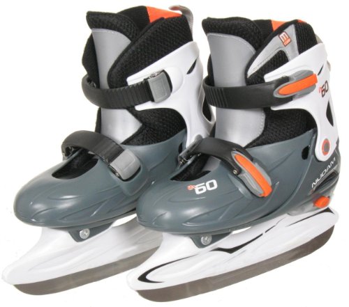 koenig-tom Nijdam Junior Eishockey Schlittschuhe Kinder größenverstellbar (30-33) (grau weiß orange)