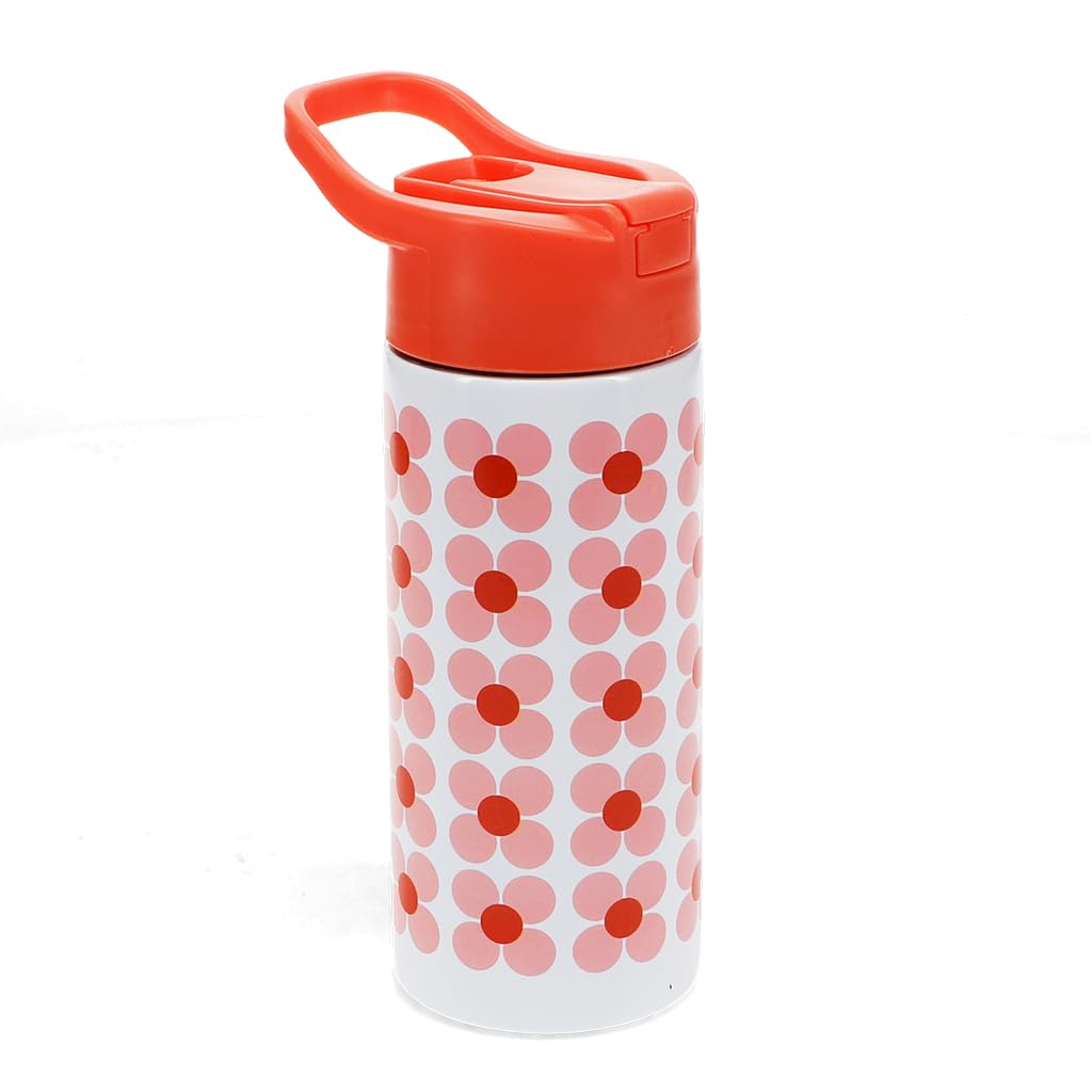 Rex London Stainless steel bottle with push button lid 500ml - Pink daisy