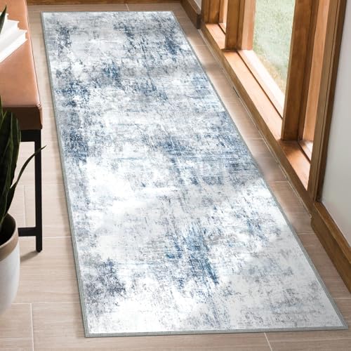 Hallways Runner Rug, 2x8 Washable Runner Rug Non Skid Runner Rugs for Kitchen with Rubber Backing, Abstract Print Floor Carpet Runner for Entryway Laundry Bedroom Living Room