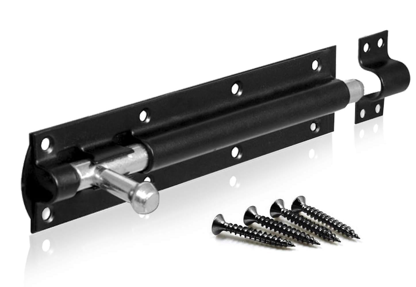 2 Pack Heavy Duty Tower Bolt Black 250mm (10"), Door Lock Bolt, Strong Black Coated Door Barrel Bolt - Image 2