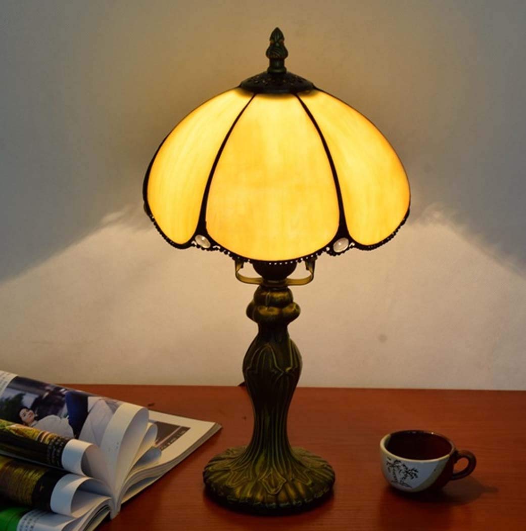 Lampada semplice con paralume in vetro colorato retrò, base in lega(B)