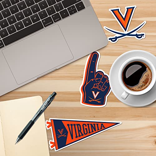 Image of University of Virginia 8ct Vinyl Large Deluxe Stickers Variety Pack - Laptop, Water Bottle, Scrapbooking, Tablet, Skateboard, Indoor /Outdoor - Set of 8