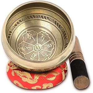 Tibetaanse klankschaal, 4,5 inch handgemaakte klankschalenset meditatie sound bowl set met Dual Surface Mallet en zijden…