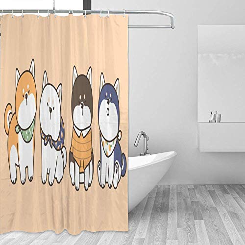 Rideau de douche Shiba Inu en polyester imperméable de qualité supérieure - 5