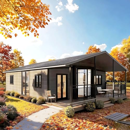 40ft Prefabricated Folding Tiny Home for Sale Mobile Modular Container House Expandable Cabin with 1-3 Bedrooms 1 Living Room 2 Bathrooms Kitchen Kit for Family Outdoor Living or Office Use