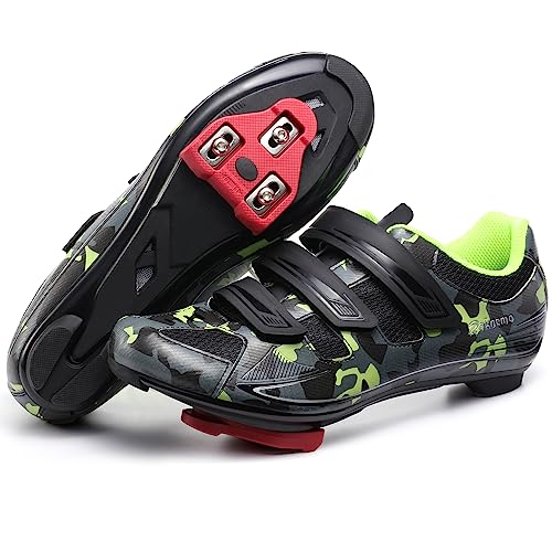 Image of Men's Cycling Shoes - 2 & 3 Bolt Look Delta Cleat Spin Bike Shoes - Compatible with SPD Clips - Perfect for Indoor & Outdoor Road Cycling