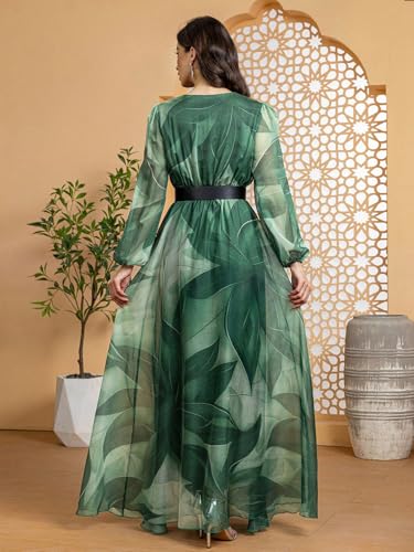 Image of TOLEEN Summer Casual Dresses for Women 2024 Spring Fashion Boho V Neck Long Sleeve Ruffle Floral Print Elegant Maxi Dress