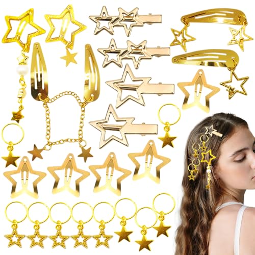 Set 24 pinzas de cabello estrella dorada y plateada miniatura 1