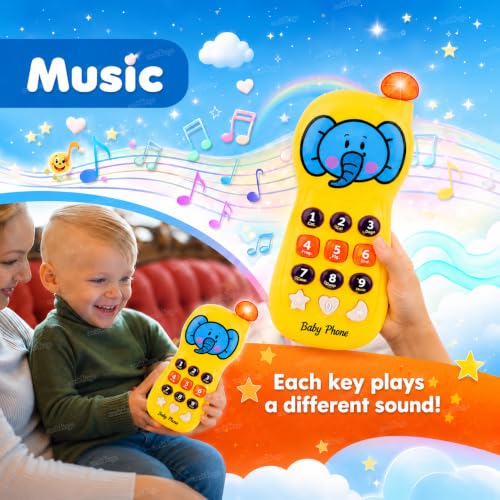 Image of Zest 4 Toyz Toy Phone for Kids Musical Mobile Phone Toy with Light & Sound Toys for Baby Pretend Play Mini Cell Phone Toy Birthday Gifts for Kids - Yellow (Pack of 1)