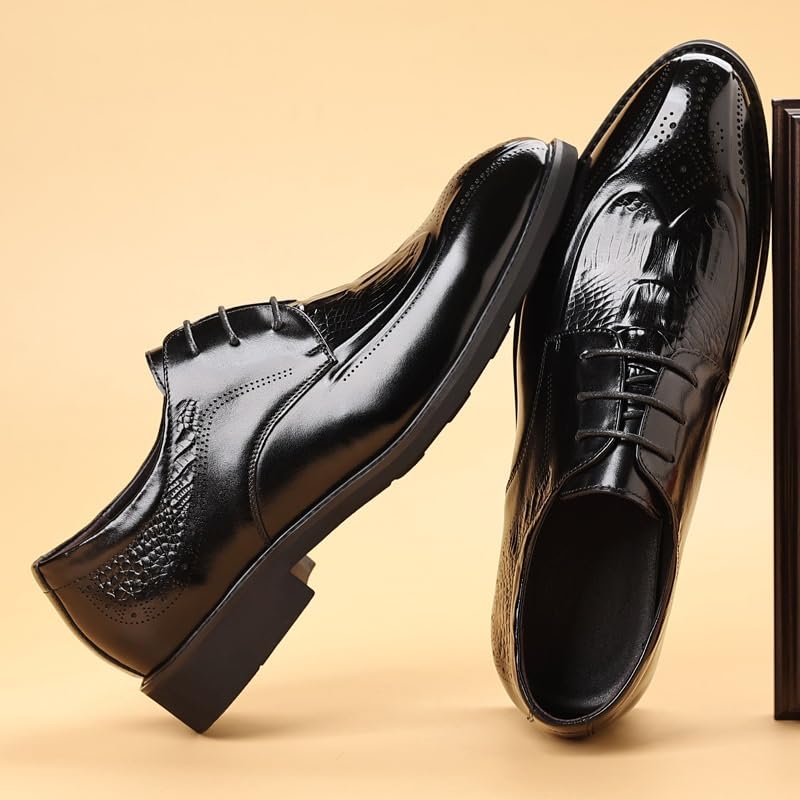 Men's Faux Patent Leather Classic Lace-up Formal Oxford Shoes Comfort BusinessDerby Shoes for Men2