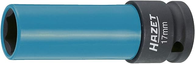 HAZET Nasadka 903SLG-17, napęd kwadratowy 12,5 mm, rozmiar klucza 17 mm, z tuleją z tworzywa sztucznego, wspomaga delikatny montaż koła, szczególnie w przypadku opon z felgami aluminiowymi