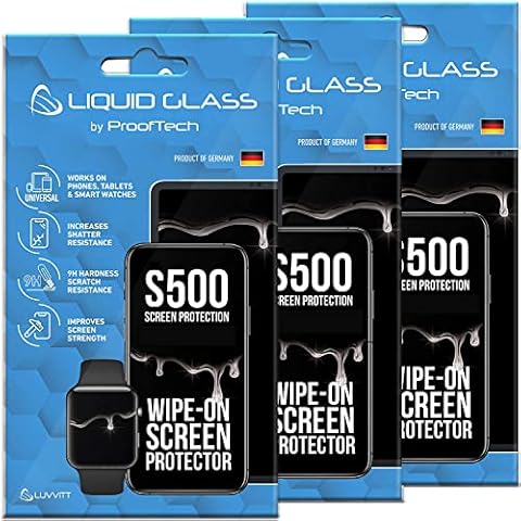 3 Pack Liquid Glass Screen Protector With $500 Screen Protection for All Smartphones Tablets and Watches - Universal Fit Cover