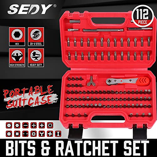 112-Piece Ultimate Security Bit Set, Premium Screwdriver Bit Set With Ratchet Wrench, Tamper Proof Bit Set, Phillips, Pozi, Slotted, Hex, Torx, Square, Xzn, Spanner, Torq, Triwing, Security Bits Set #TOP1