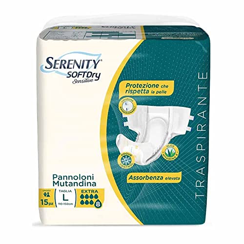  Serenity Soft Dry Sensitive Extra Pannoloni Mutandina Taglia L, 15 Pezzi