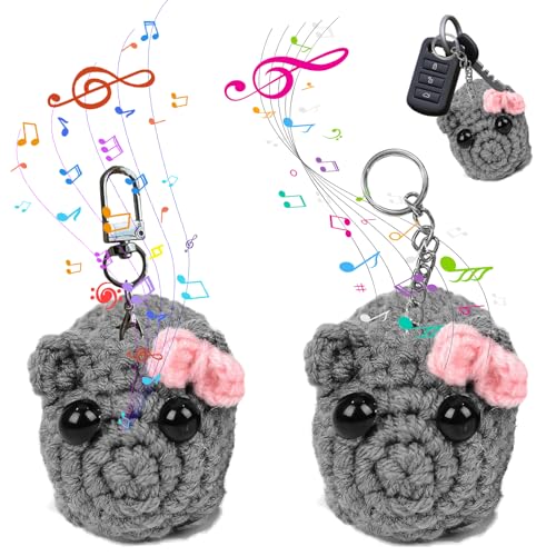 Ruikdly 2 Stück Sad Hamster Meme Plüschtier Trauriger Hamster Schlüsselanhänger Mit Sound Häkel Puppen für Kinder Handgefertigte Strickpuppe