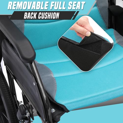 SFIHOME Lightweight Transport Wheelchair, Ultralight Transport Wheel Chair for Adults with Swing-Away Footrest and Handbrakes - Thumbnail 4