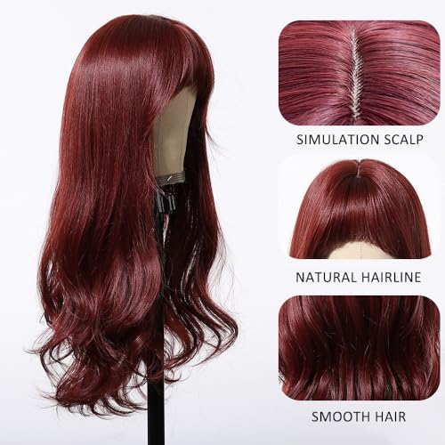 Esmee Long Wavy Burgundy Wigs for Women Natuaral Synthetic Hair Heat Resistant Red Wig for Daily Party Cosplay Use - Image 3