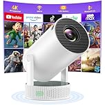 Mini Projector 4K with WiFi and Bluetooth, HOTPEAK Smart Portable Projector with Built-in Rechargeable Battery for Outdoor, Home Video Projetor for Bedroom Compatible with TV Stick/HDMI/USB/Laptop