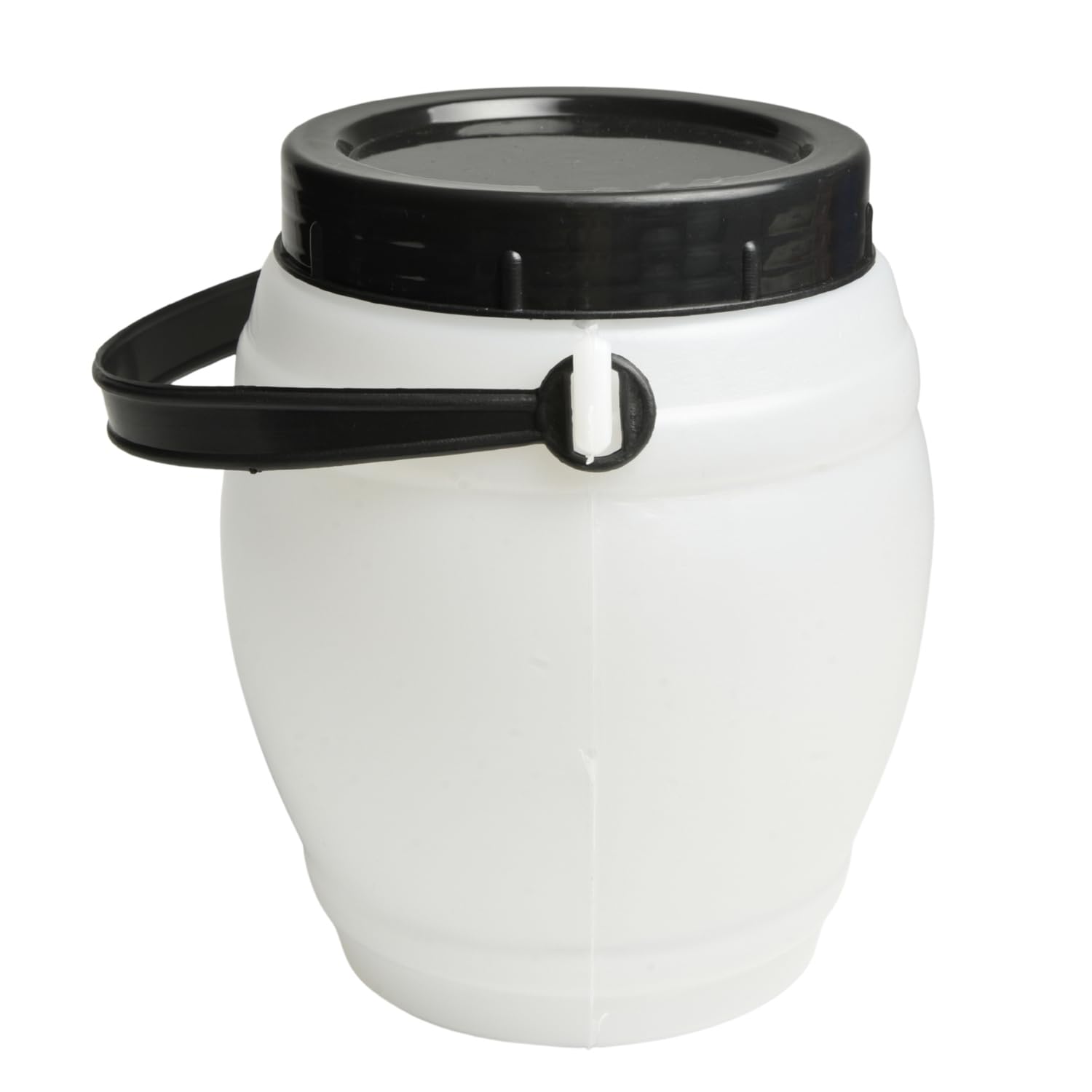Plastic Food Storage Barrels with Screw-On Lid & Handles – 1.2L to 5L – Food-Safe, Durable, Lightweight, Perfect for Fermenting, Water & Kitchen Use (12, White, 1.5L)